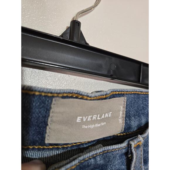 EVERLANE The High-Rise Flare Size 26 Regular Bright Indigo Blue Stretch Stretchy - Picture 4 of 16
